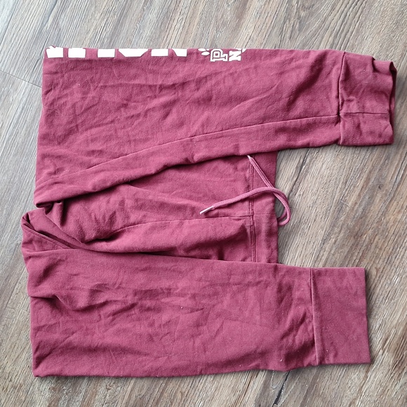 Pink Victorias Secret Maroon Light Weight Sweats Size Medium - Picture 2 of 7